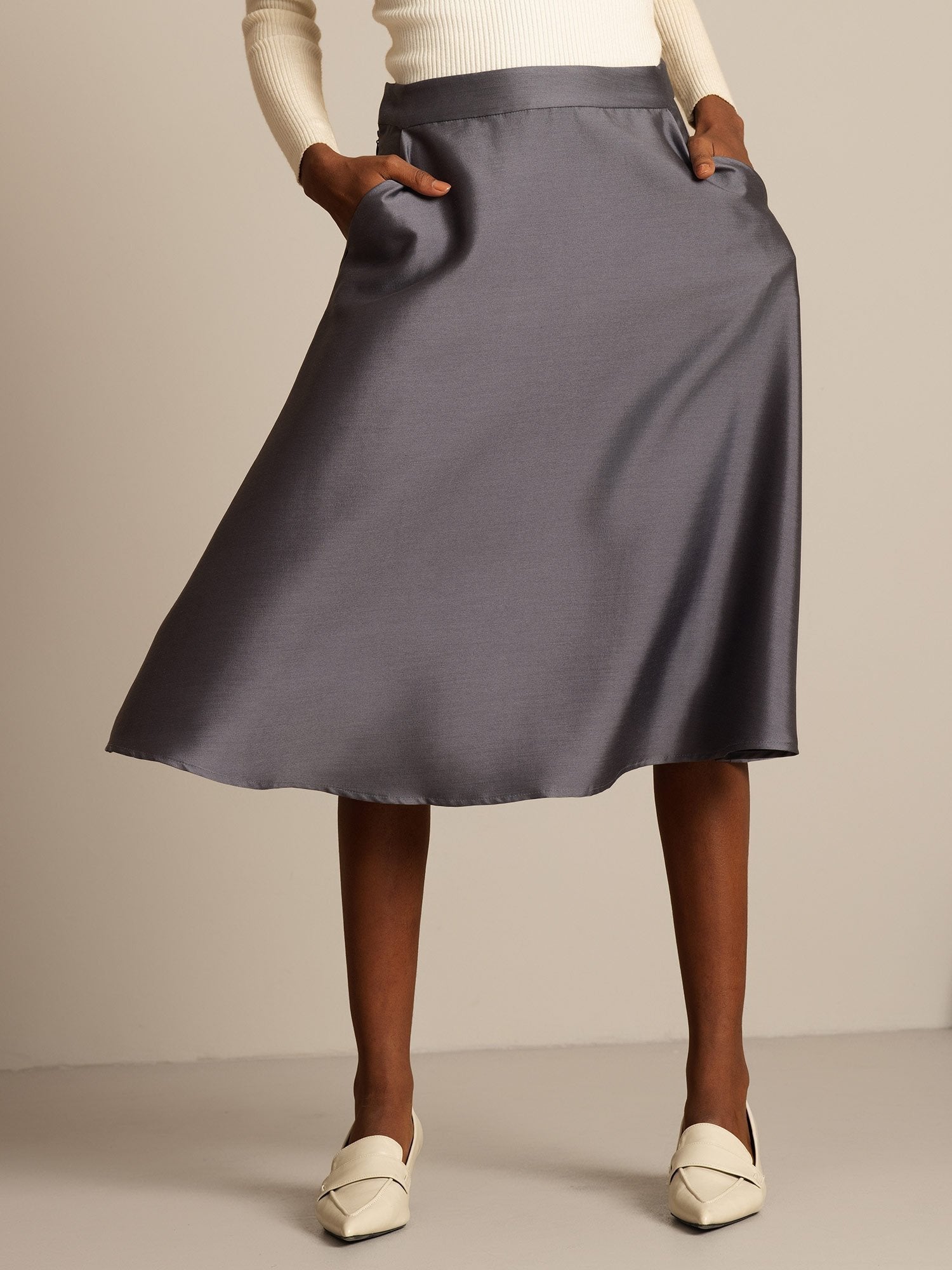 [Gray] SilkSilky-AU 32Momme Wool Skirt 003,