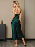 Pure Silk Cowl Neck Strap Maxi Long Dress