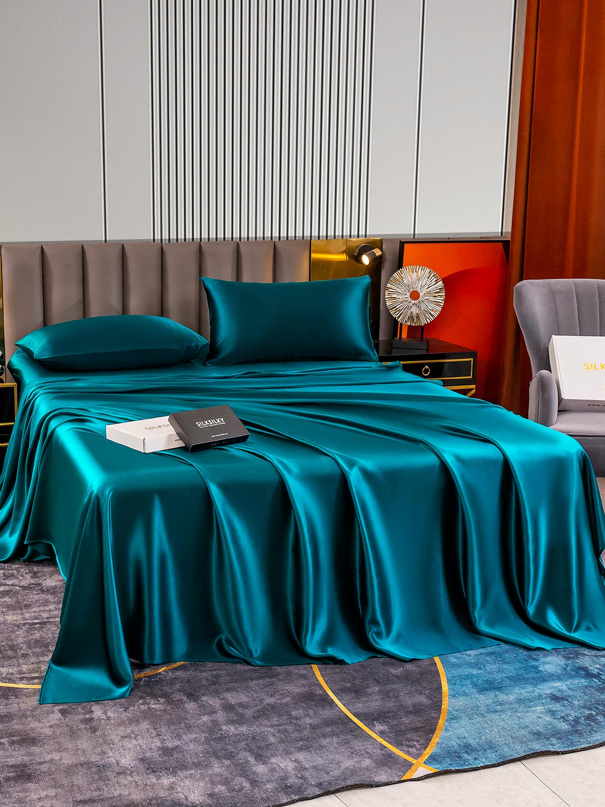 SilkSilky AU 22Momme Pure Silk Bedding Set Teal 003