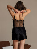 SilkSilky-AU Pure Silk V Neck Camisole Set Black 002