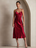 SilkSilky-AU Pure Silk Sleeveless Round Neck Dress Wine 003