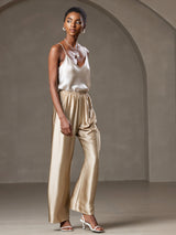 [Beige] SilkSilky-AU Spaghetti Strap V Neck Camisole 006