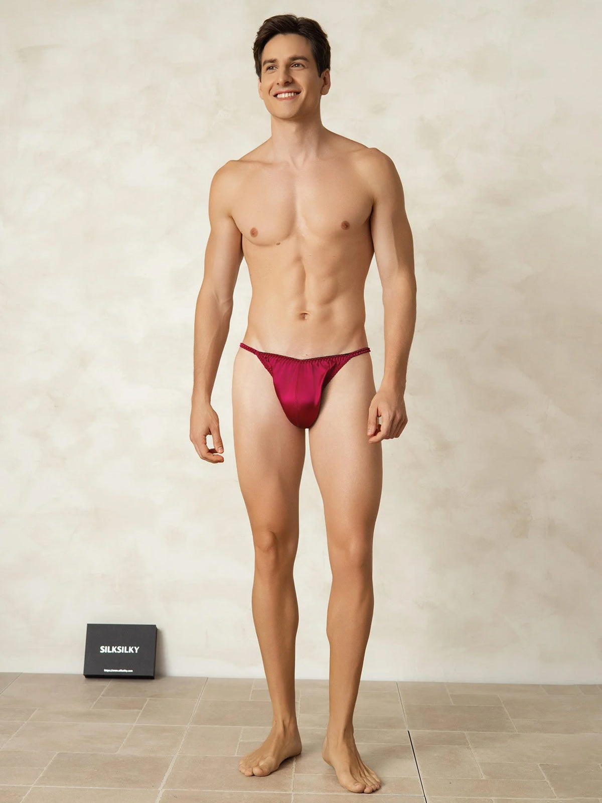 [Wine] SilkSilky-AU Pure Silk Mens Underwear 005