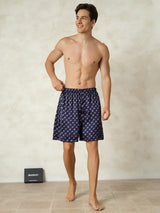 [Navy Chain] SilkSilky-AU Pure Silk Mens Sleep Bottoms 003,
