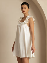 [White] SilkSilky-AU 19Momme Silk Sleeveless Square Neck Dress 004
