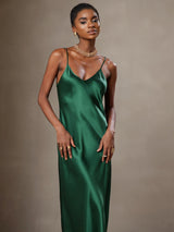 [Green] SilkSilky-AU Sleeveless V Neck Dress 003