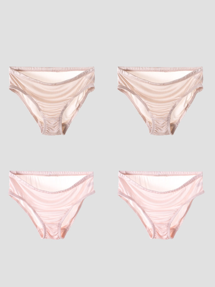 [Beige+LightPink] SilkSilky-AU Silk Knitted Panty 003