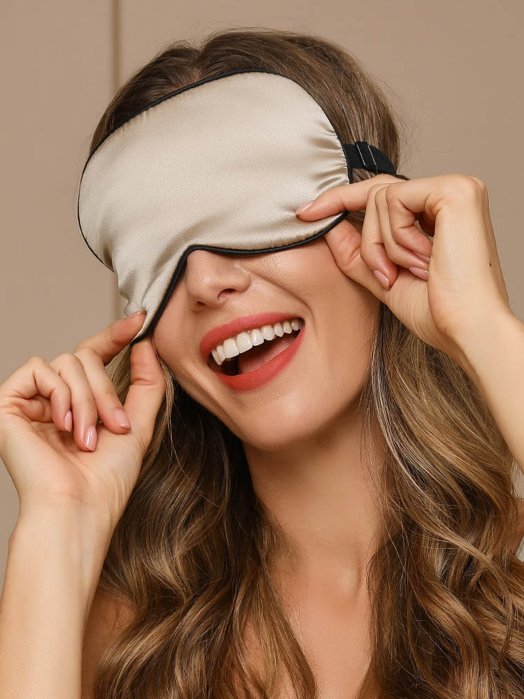 [Beige] SilkSilky-AU 19Momme Pure Silk Eye Mask 001