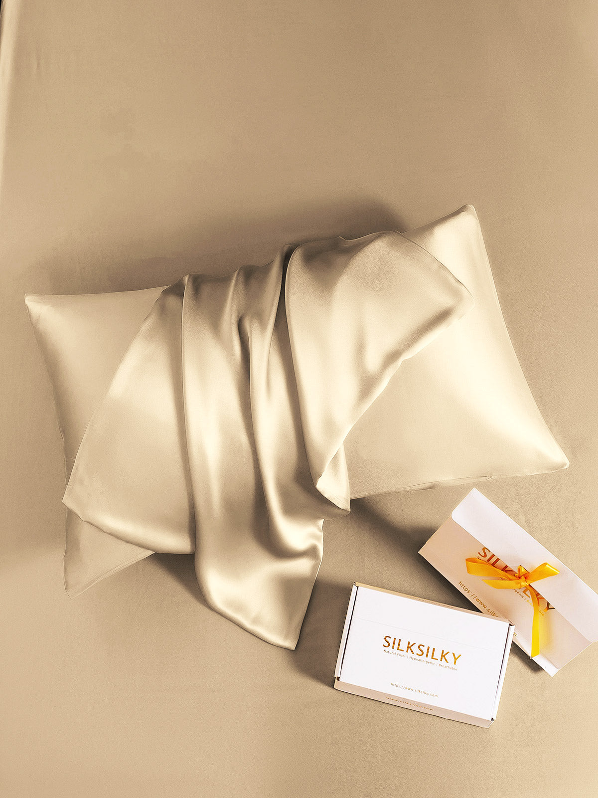 [Beige] SilkSilky-AU 19Momme Pure Silk Pillowcase 006