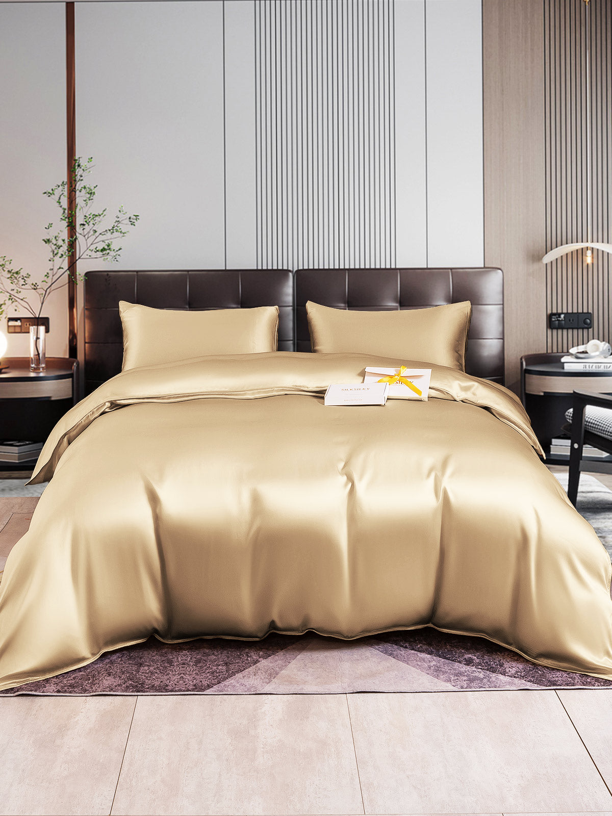 [Beige] SilkSilky-AU 22Momme Pure Silk Bedding Set 001