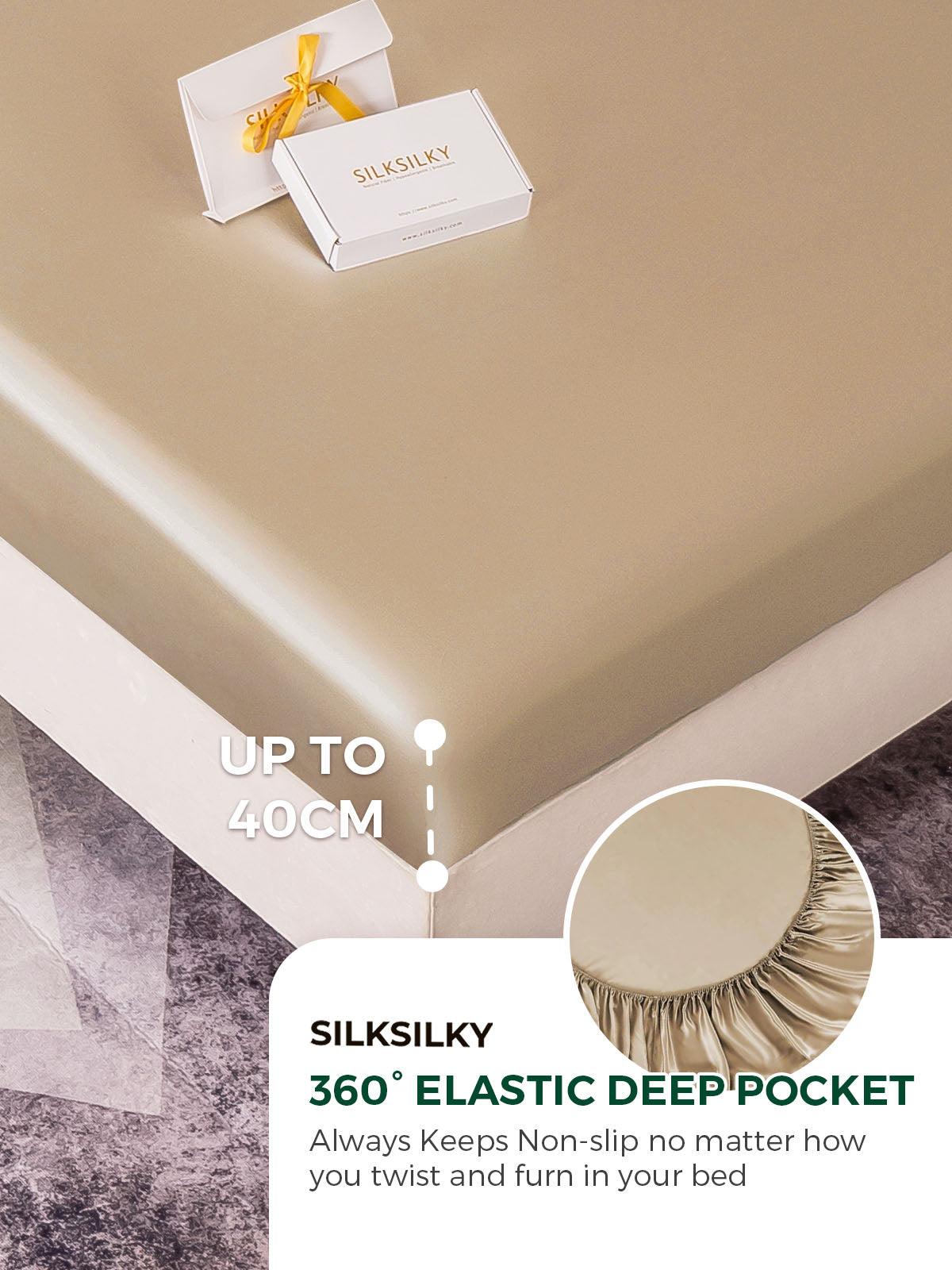 [Beige] SilkSilky-AU 22Momme Pure Silk Bedding Set 004