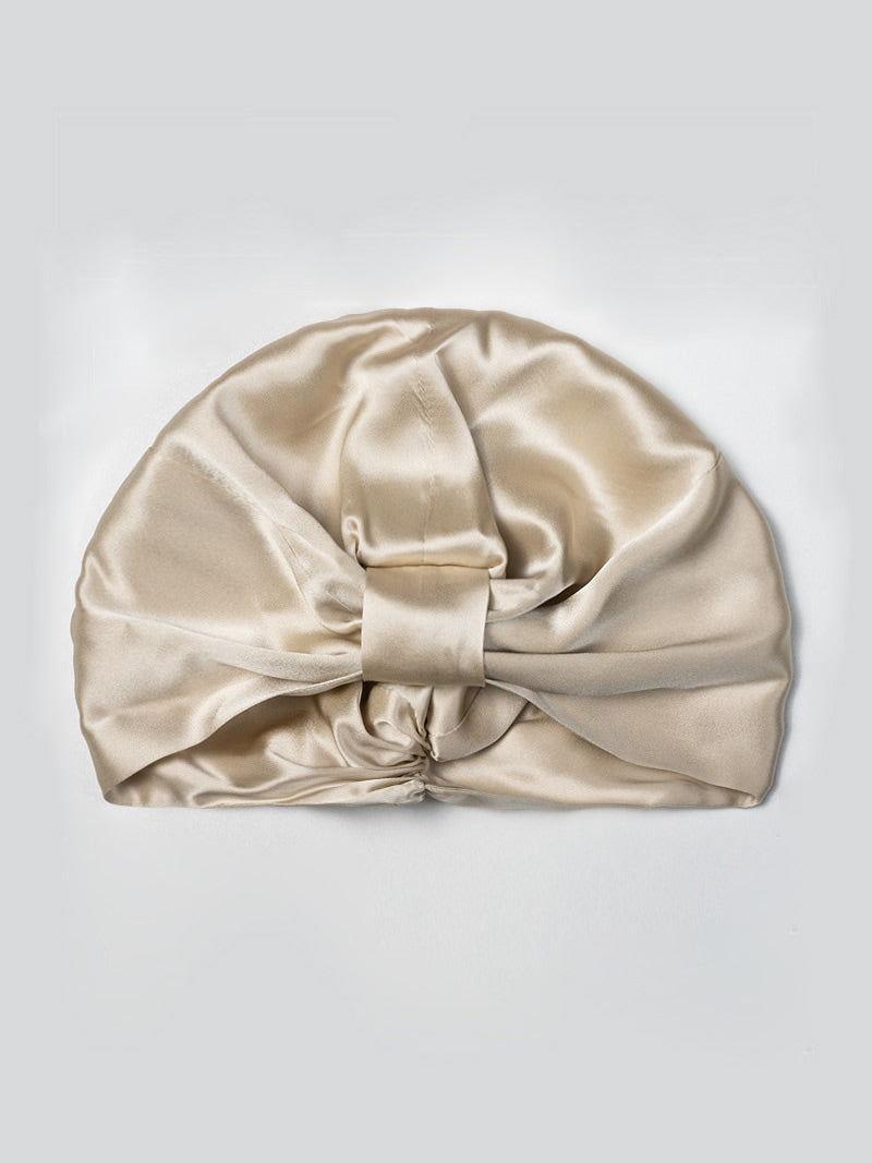 [Beige] SilkSilky-AU Pure Silk Sleep Cap 005