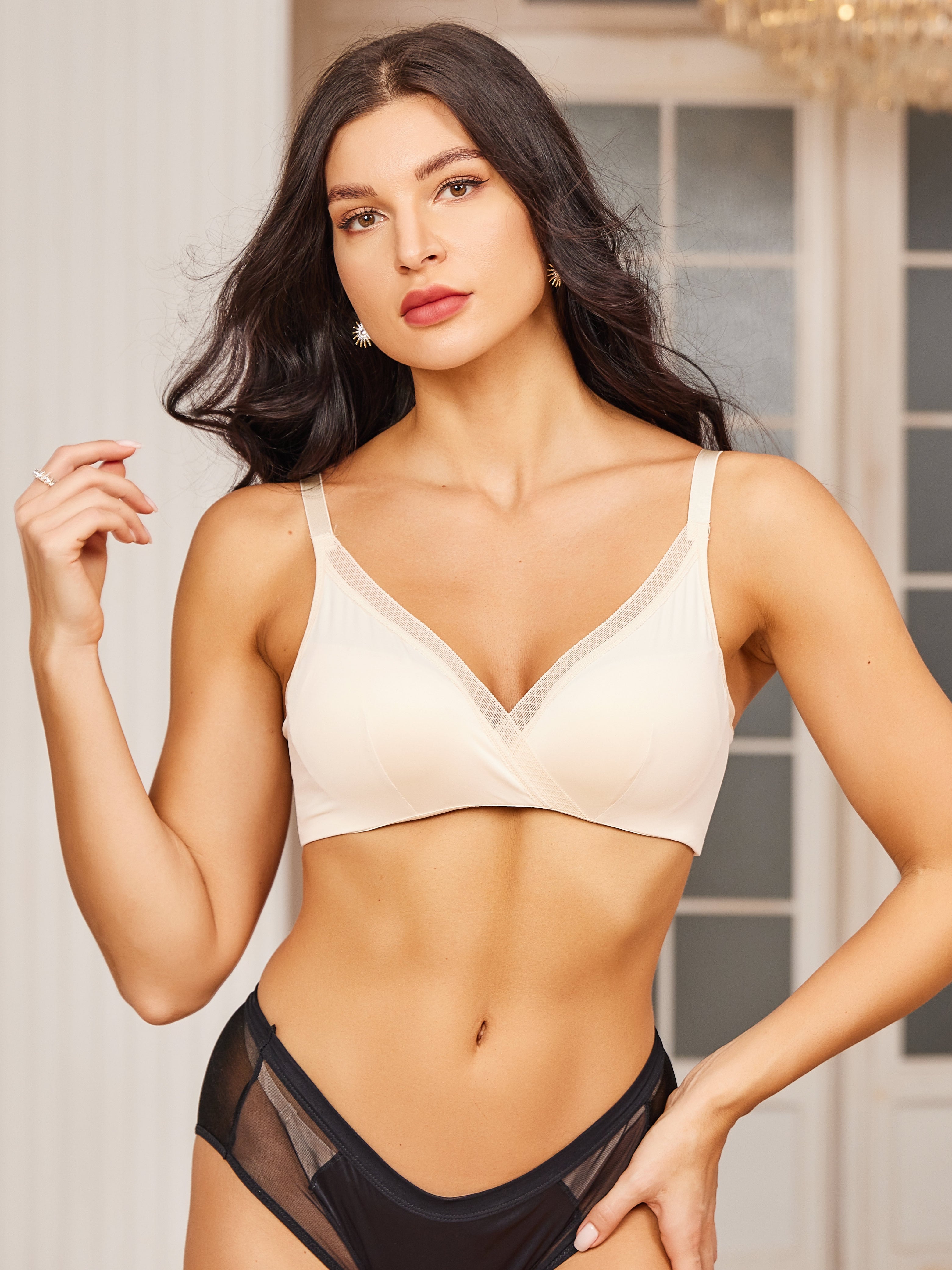 [Beige] SilkSilky-AU Silk Knitted Bra 003