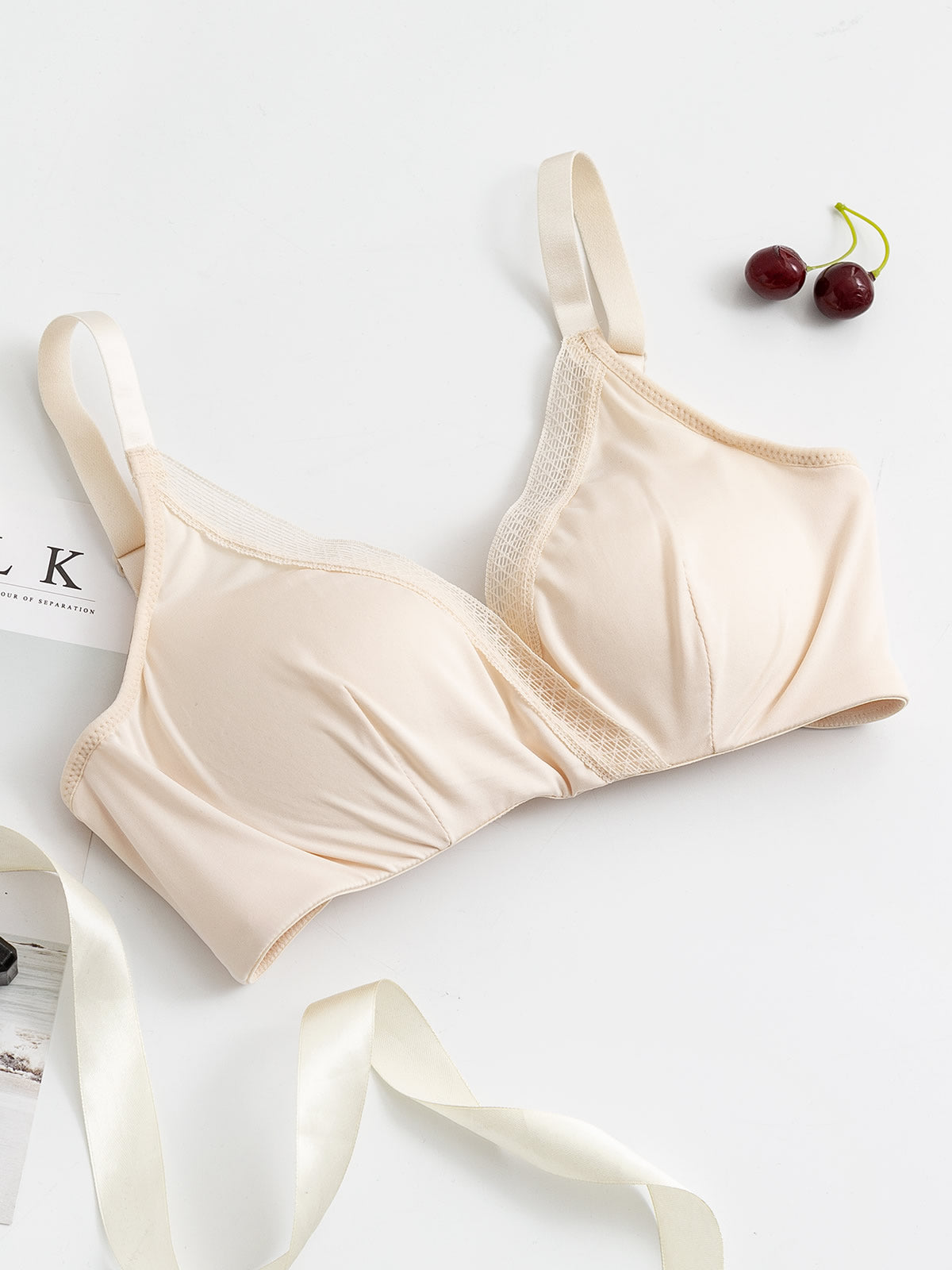 [Beige] SilkSilky-AU Silk Knitted Bra 007
