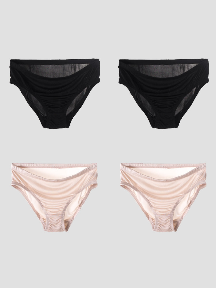 [Black+Beige] SilkSilky-AU Silk Knitted Panty 003