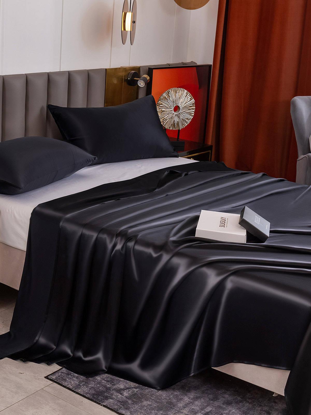 [Black] SilkSilky-AU 19Momme Pure Silk Bedding Set 004