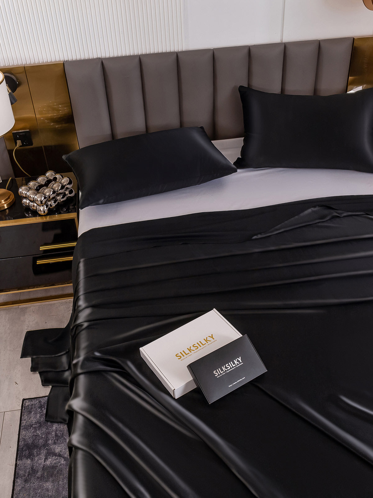 [Black] SilkSilky-AU 19Momme Pure Silk Bedding Set 005