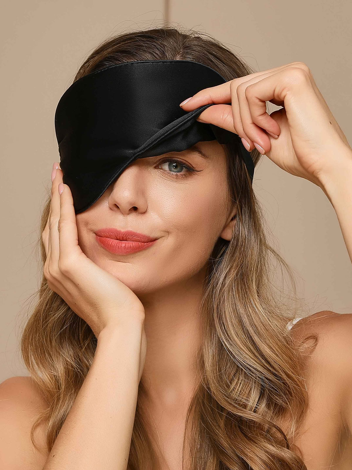 [Black] SilkSilky-AU 19Momme Pure Silk Eye Mask 001