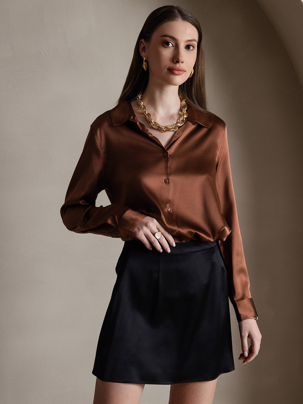 [Black] SilkSilky-AU 19Momme Silk Skirt 007