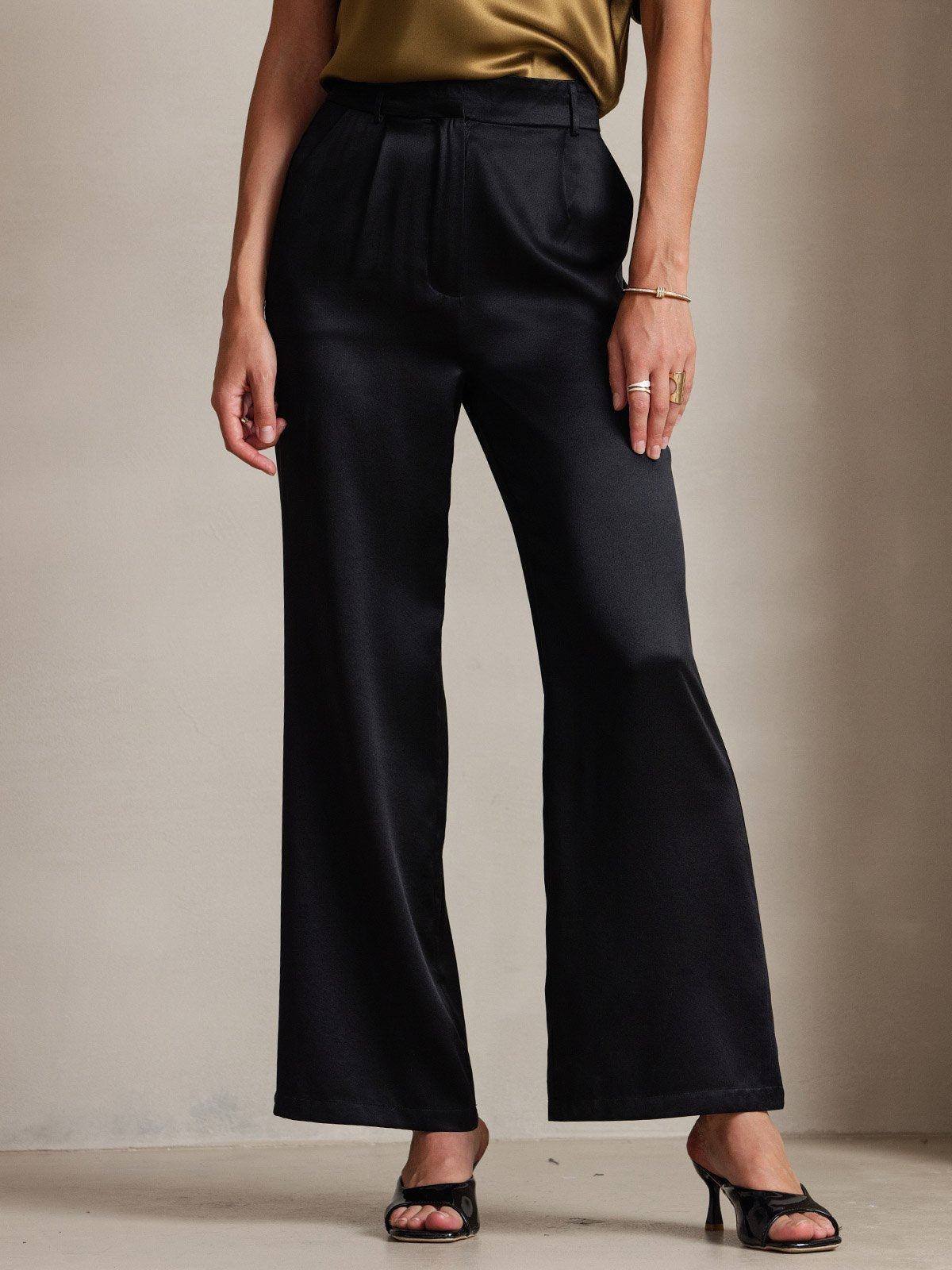 [Black] SilkSilky-AU 19Momme Silk Womens Pants 001