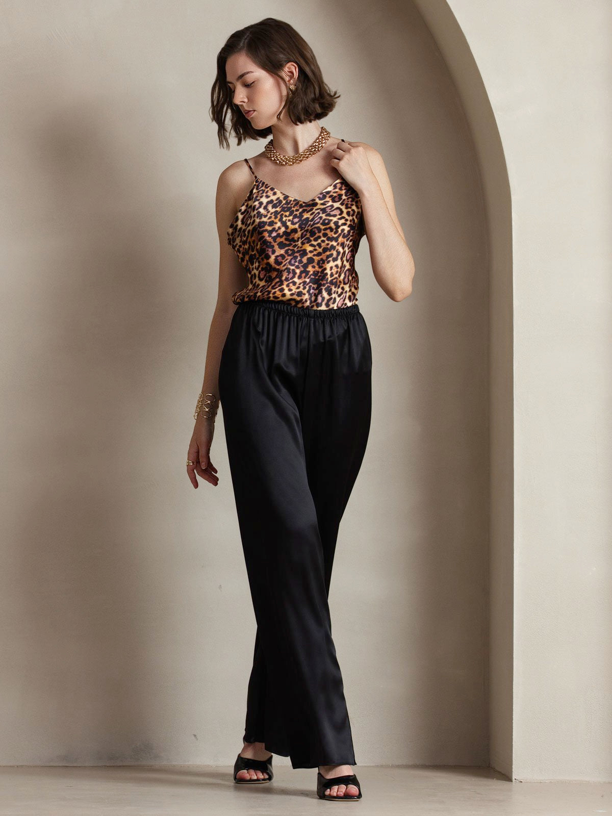 [Black] SilkSilky-AU 19Momme Silk Womens Pants 001