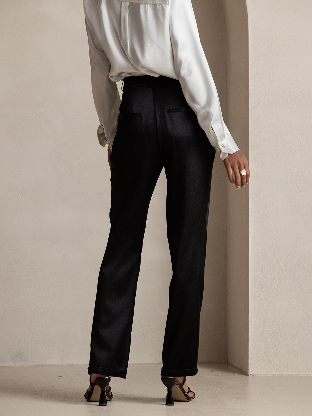 [Black] SilkSilky-AU 19Momme Silk Womens Pants 002