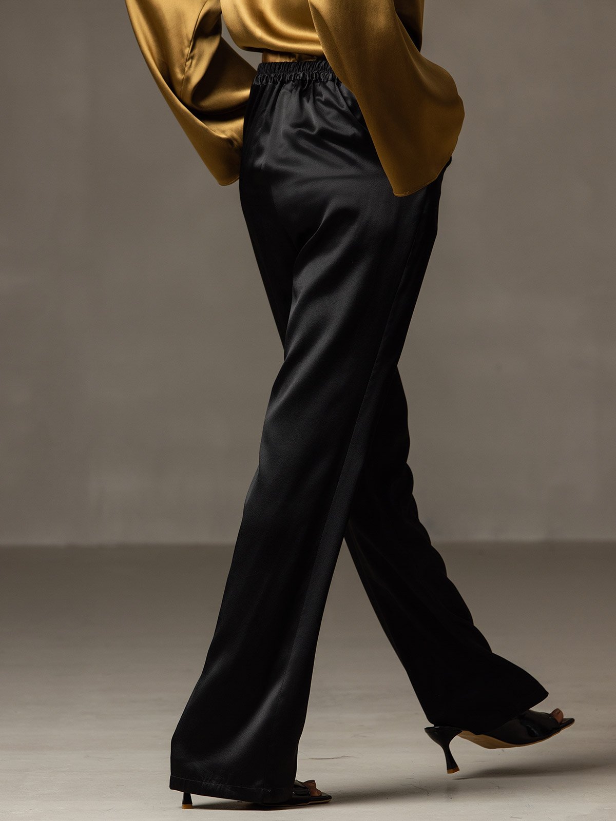 [Black] SilkSilky-AU 19Momme Silk Womens Pants 002