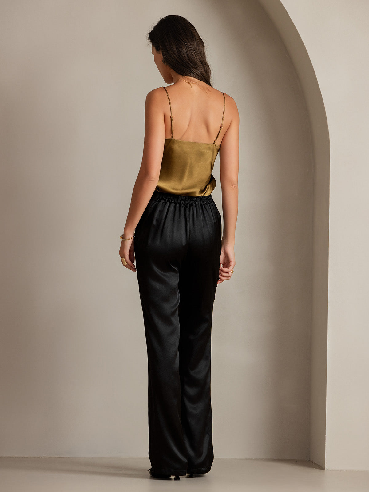 [Black] SilkSilky-AU 19Momme Silk Womens Pants 002