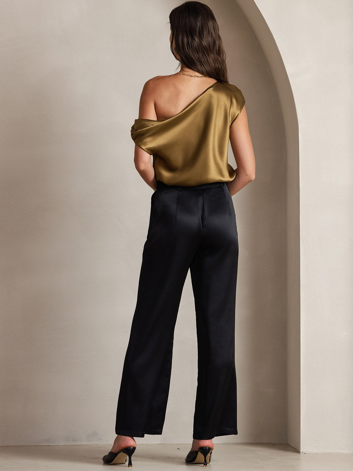 [Black] SilkSilky-AU 19Momme Silk Womens Pants 002