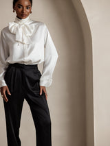 [Black] SilkSilky-AU 19Momme Silk Womens Pants 003