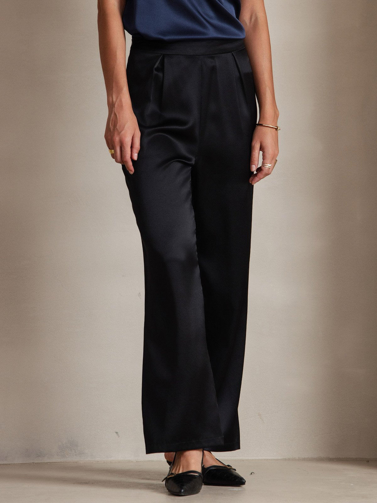 [Black] SilkSilky-AU 19Momme Silk Womens Pants 003