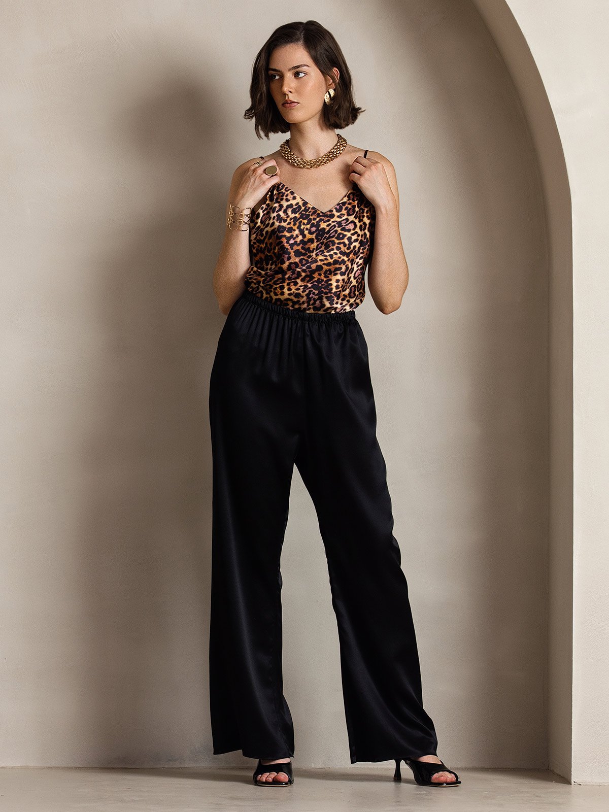 [Black] SilkSilky-AU 19Momme Silk Womens Pants 003