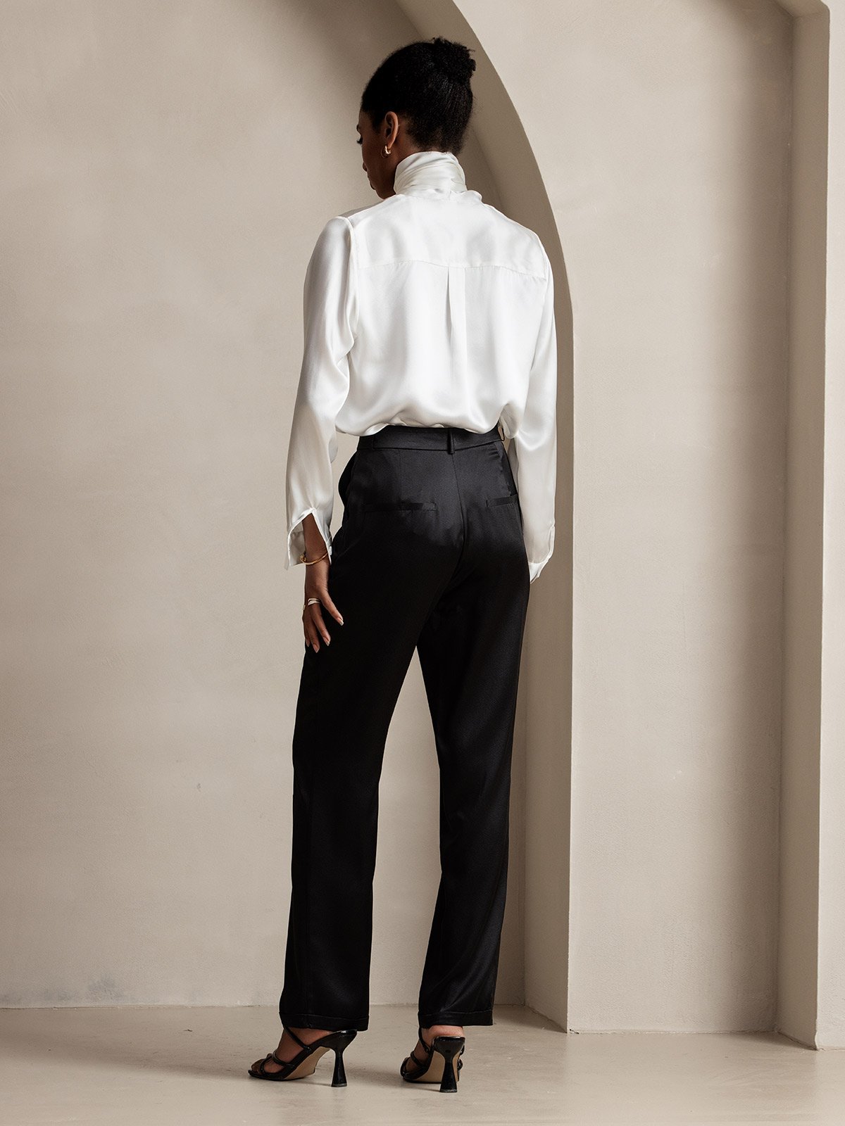 [Black] SilkSilky-AU 19Momme Silk Womens Pants 004