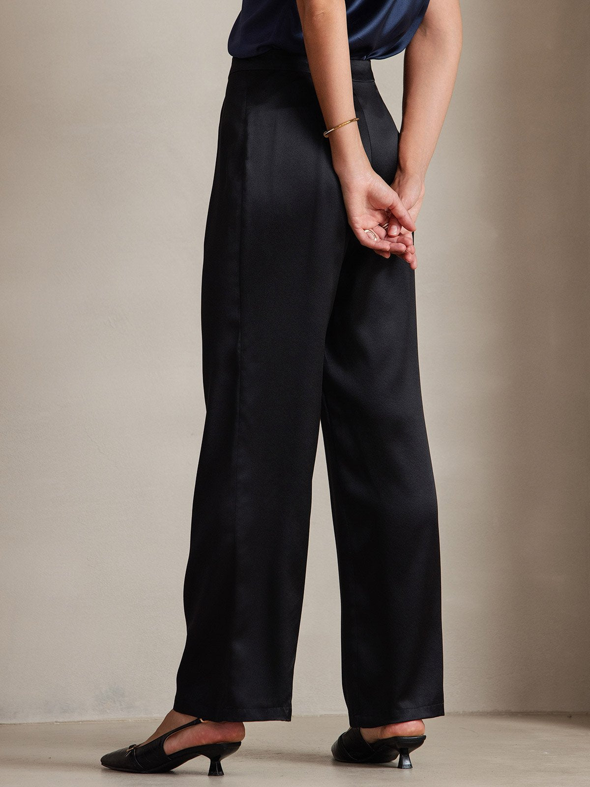 [Black] SilkSilky-AU 19Momme Silk Womens Pants 004