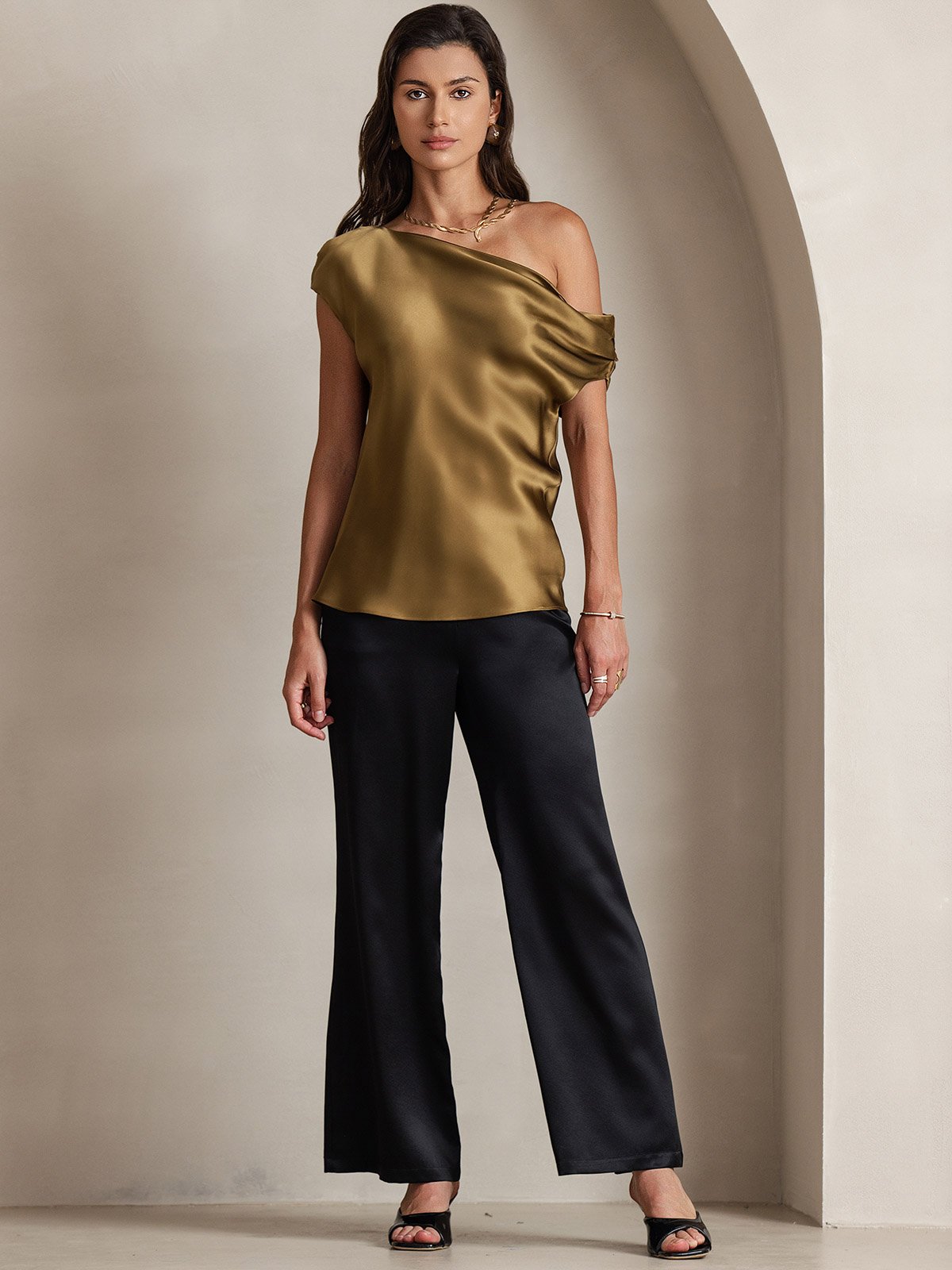 [Black] SilkSilky-AU 19Momme Silk Womens Pants 004