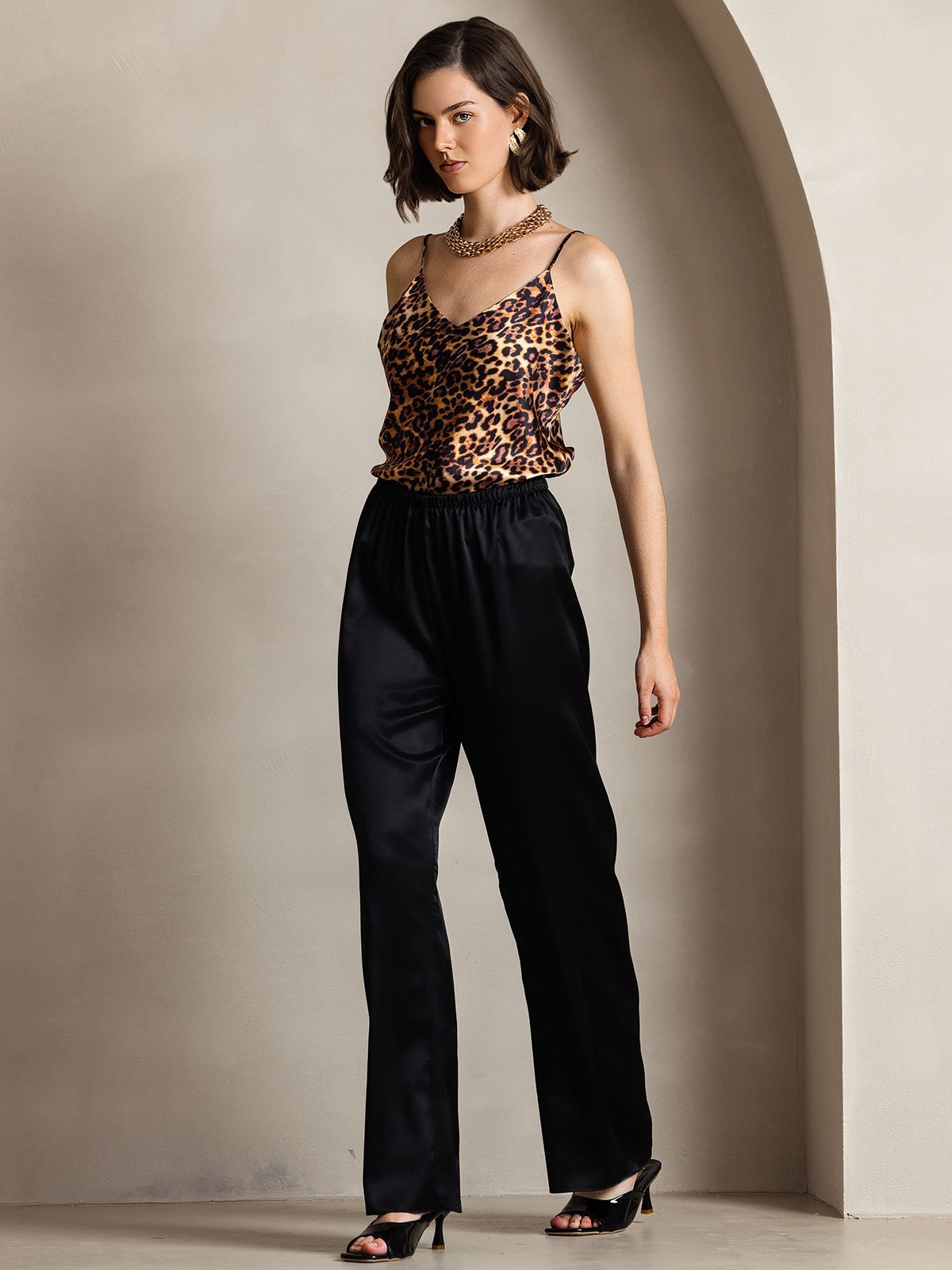 [Black] SilkSilky-AU 19Momme Silk Womens Pants 004