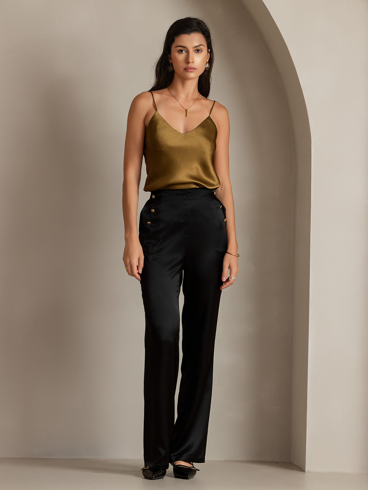 [Black] SilkSilky-AU 19Momme Silk Womens Pants 005