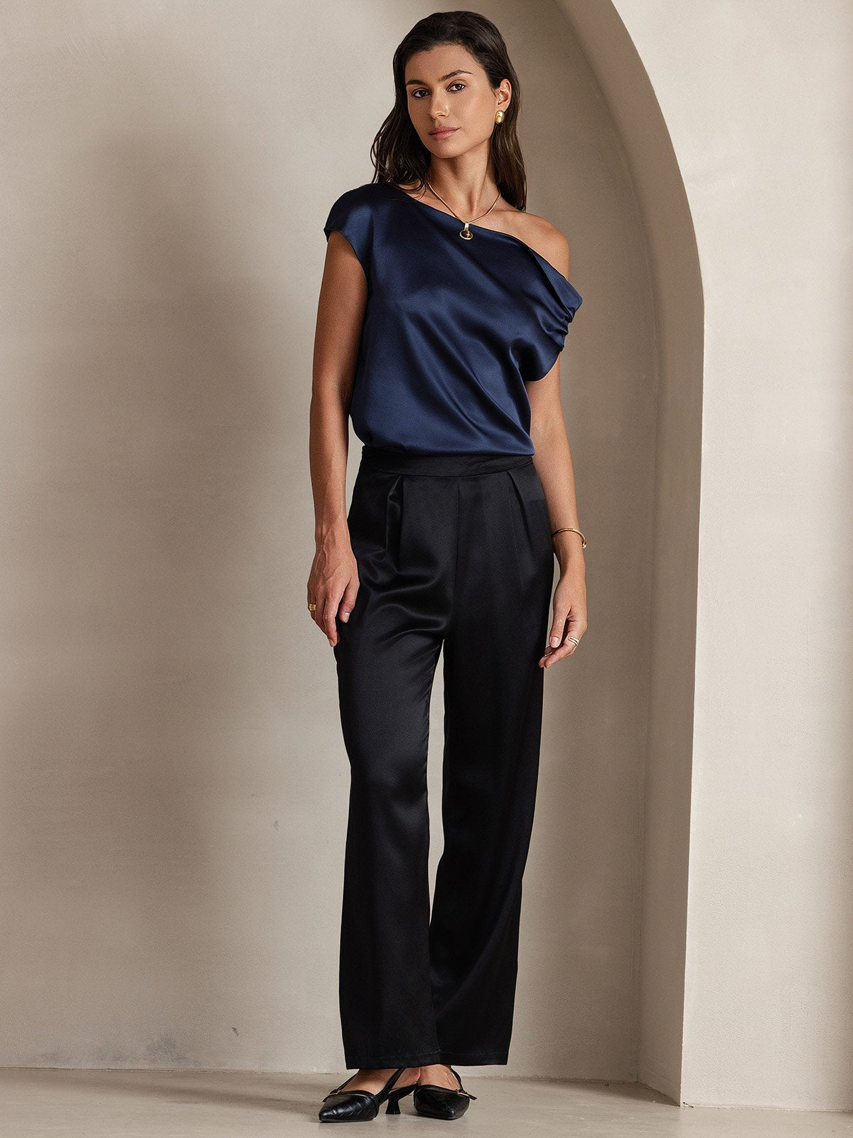 [Black] SilkSilky-AU 19Momme Silk Womens Pants 005