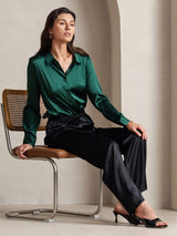 [Black] SilkSilky-AU 19Momme Silk Womens Pants 006,