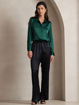 [Black] SilkSilky-AU 19Momme Silk Womens Pants 007,
