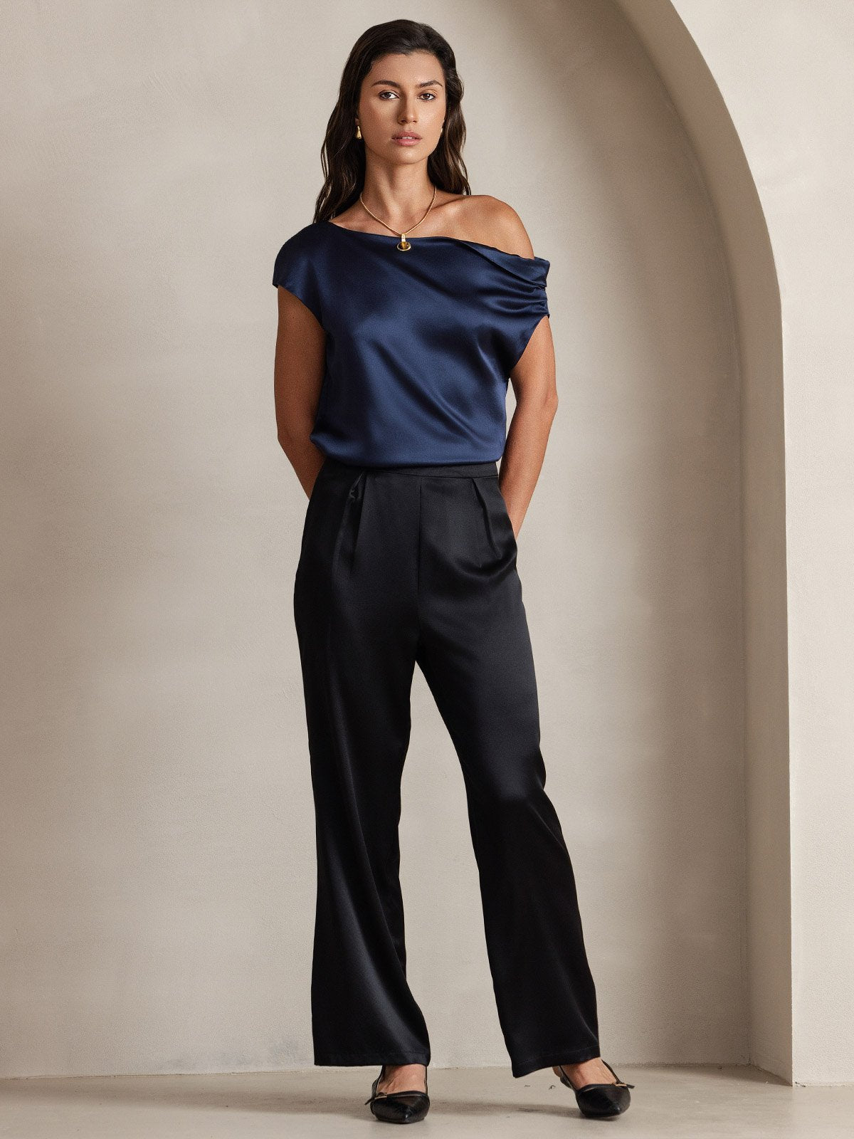 [Black] SilkSilky-AU 19Momme Silk Womens Pants 008