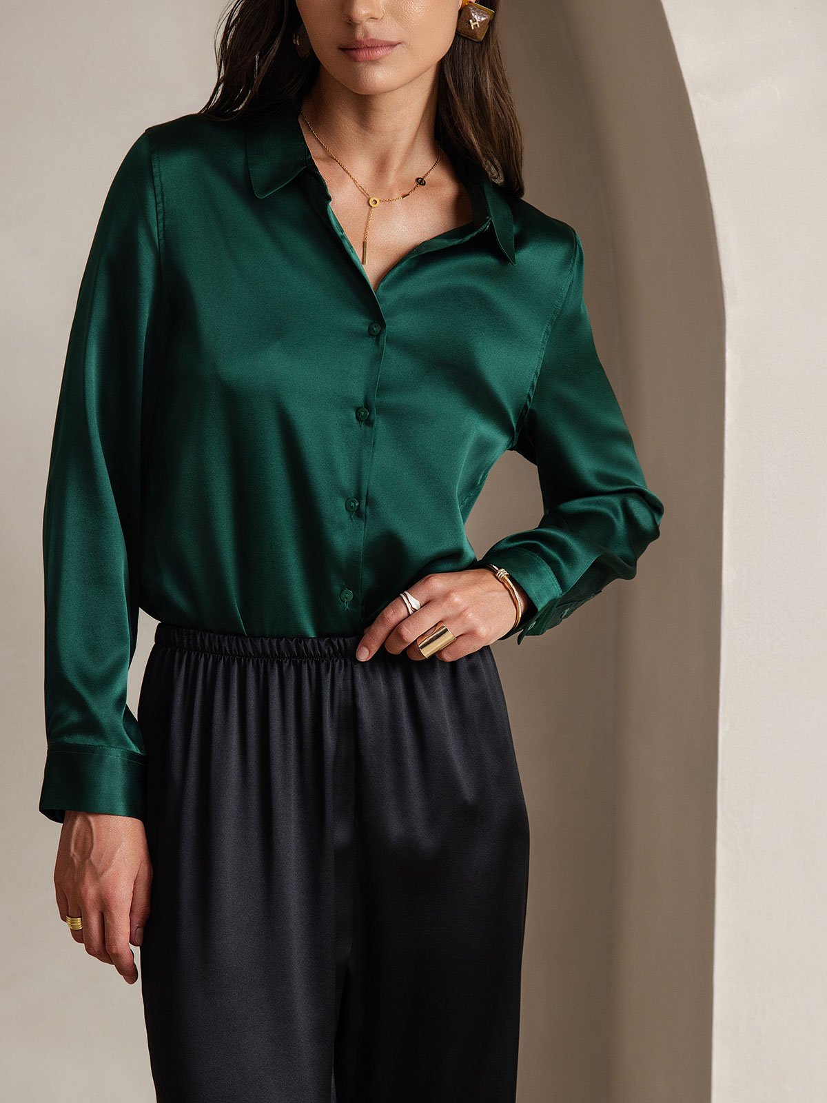 [Black] SilkSilky-AU 19Momme Silk Womens Pants 008