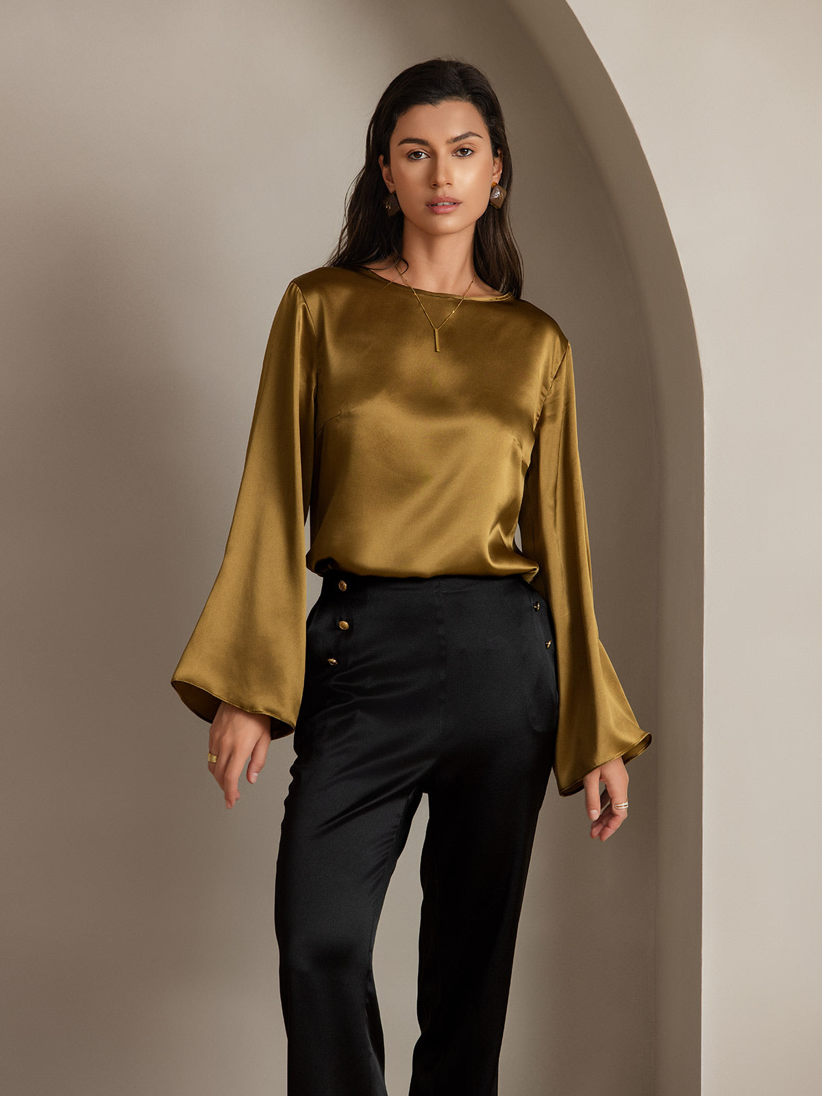[Black] SilkSilky-AU 19Momme Silk Womens Pants 009