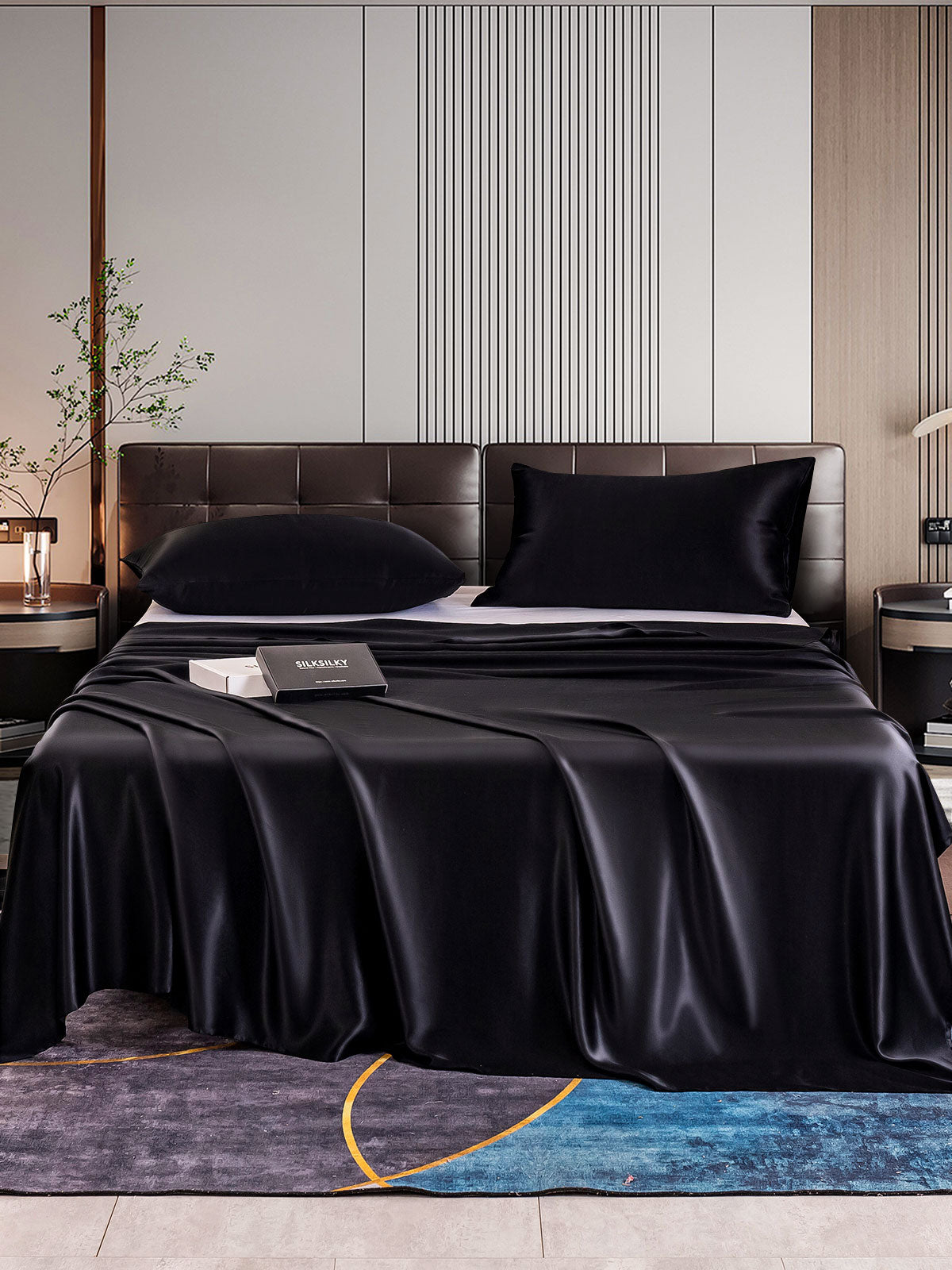[Black] SilkSilky-AU 22Momme Pure Silk Bedding Set 001