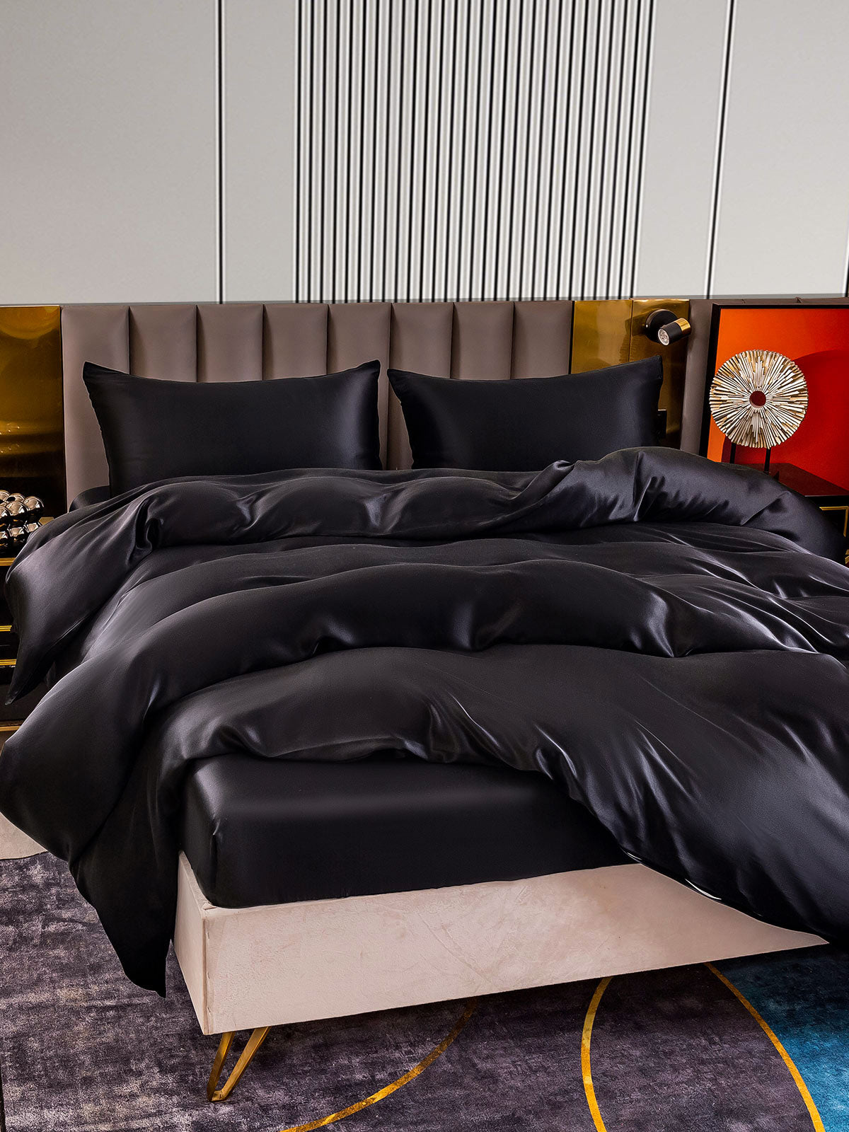 [Black] SilkSilky-AU 22Momme Pure Silk Bedding Set 003