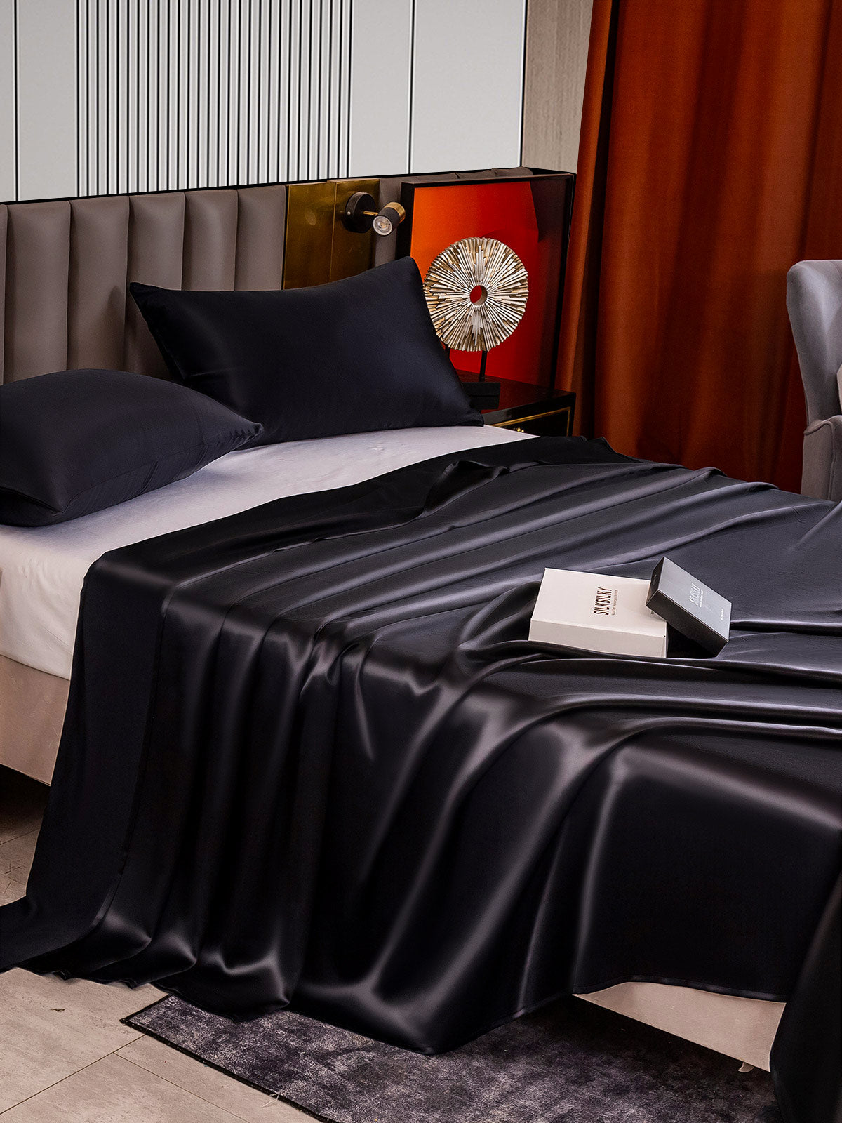 [Black] SilkSilky-AU 22Momme Pure Silk Bedding Set 004