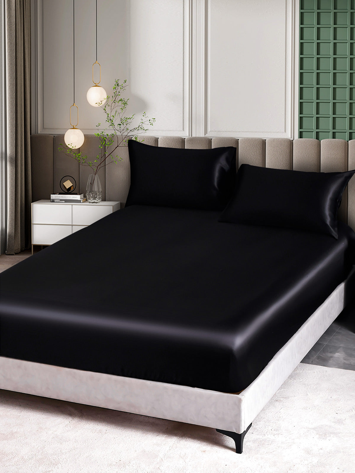[Black] SilkSilky-AU 25Momme Pure Silk Bedding Set 001