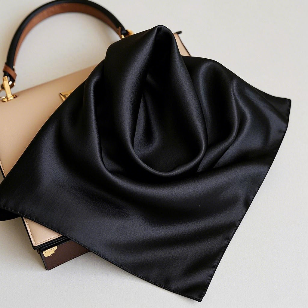 [Black] SilkSilky-AU Pure Silk Scarf 002