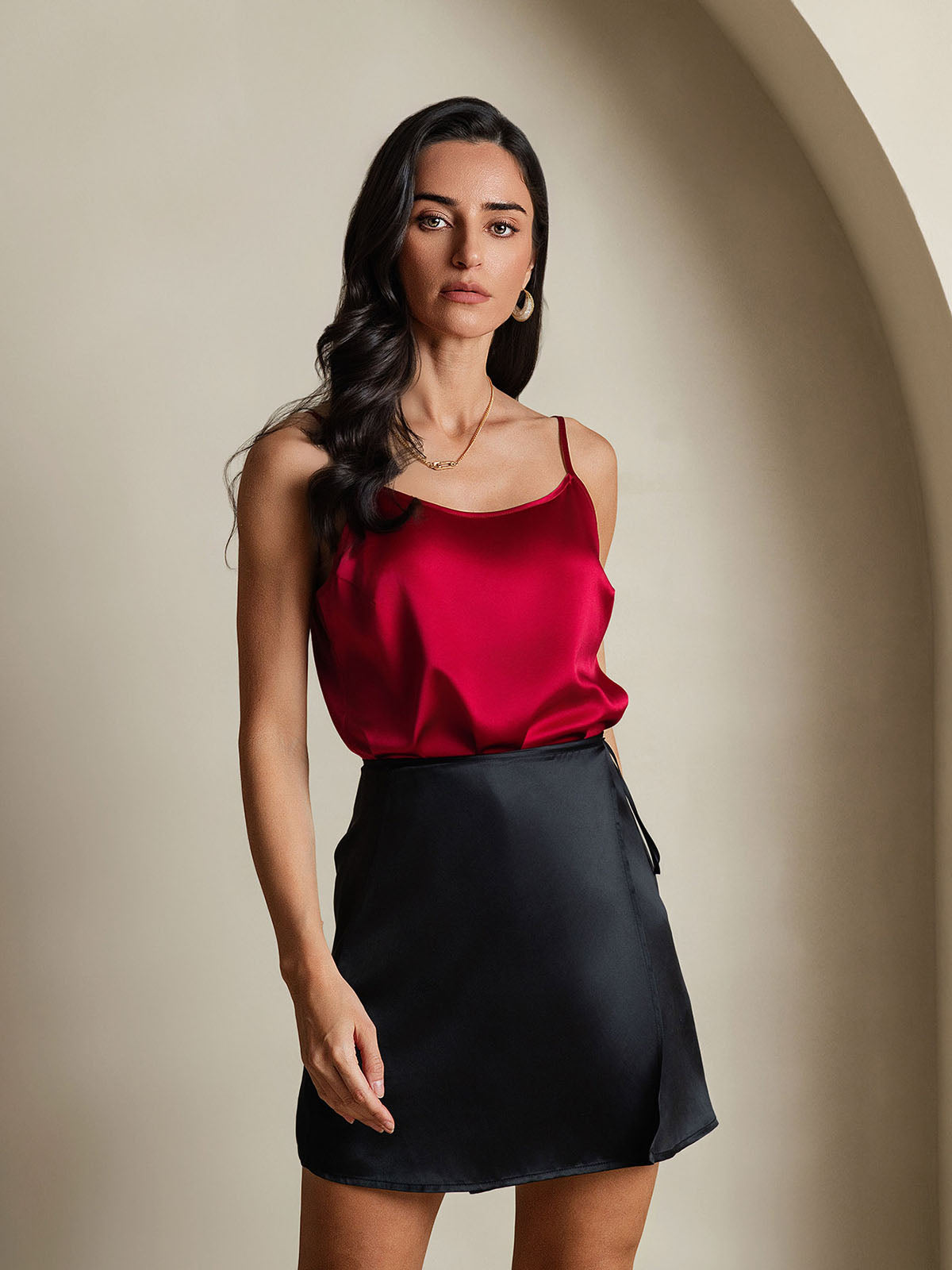 [Black] SilkSilky-AU Pure Silk Skirt 003