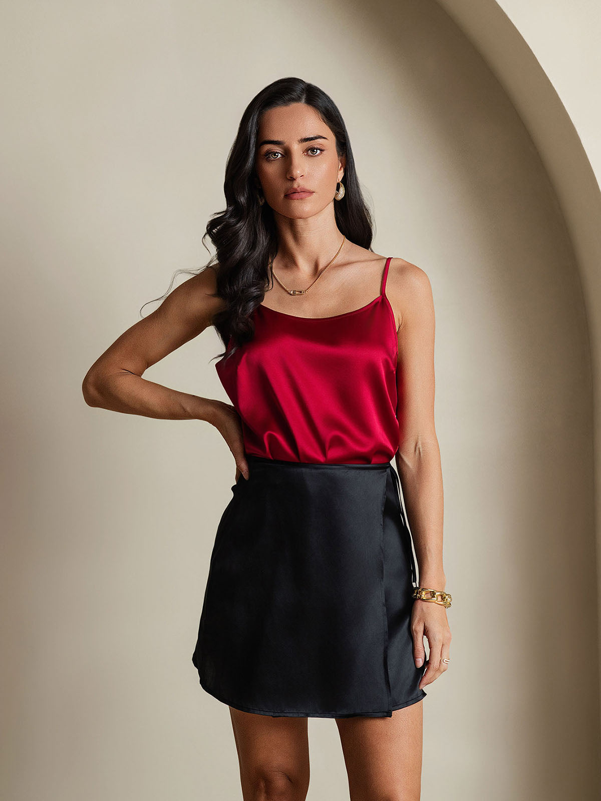 [Black] SilkSilky-AU Pure Silk Skirt 004